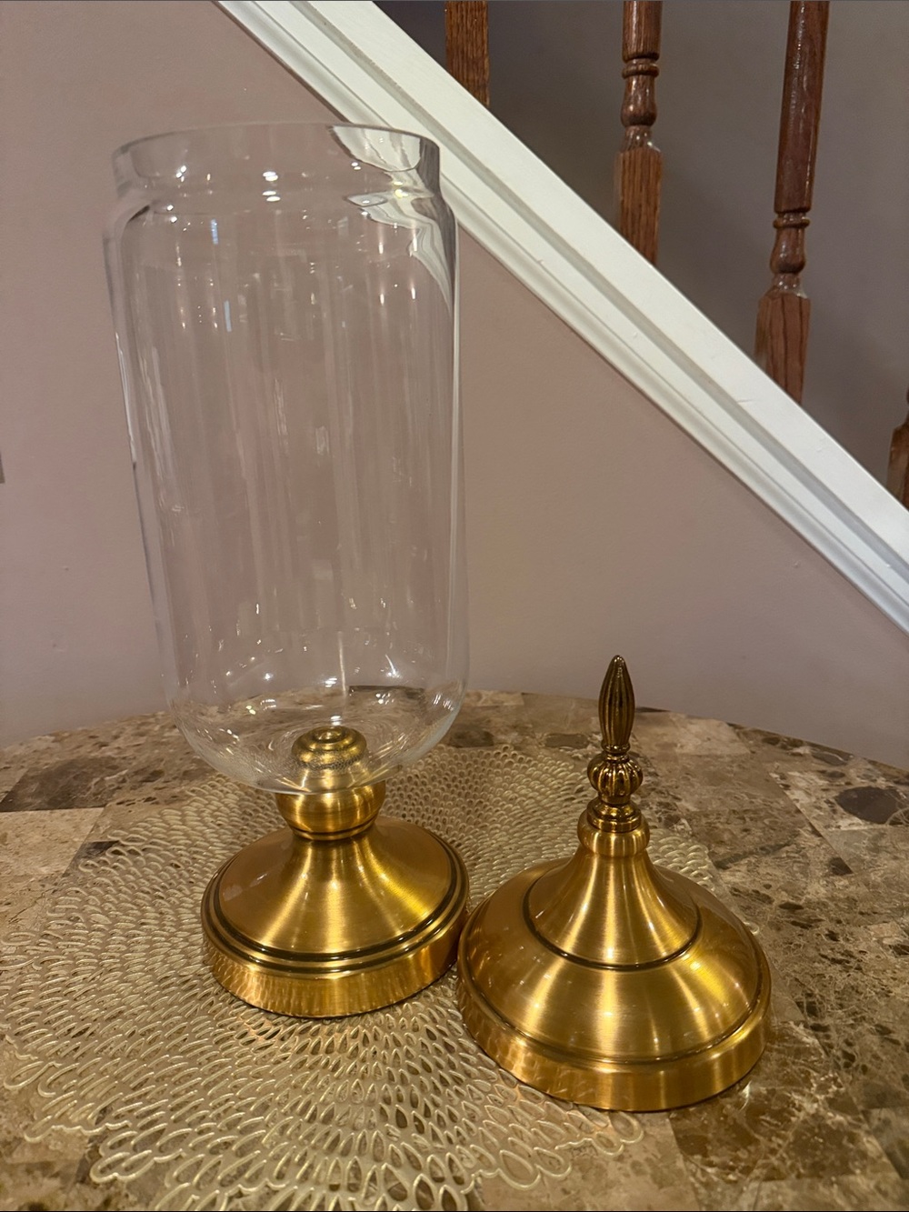 Decorative Glass Apothecary Jar with Gold-Finish Metal Top and Base - Picture 11 of 11
